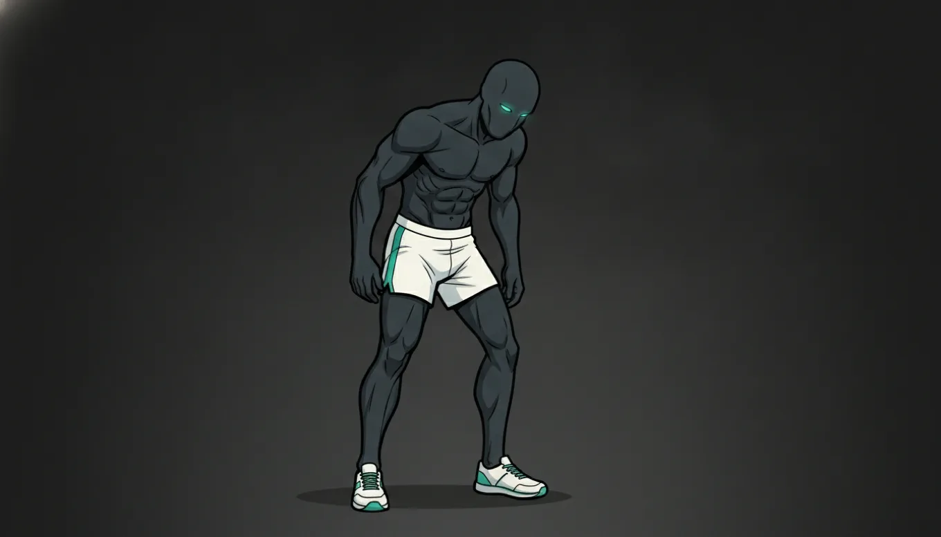 The mascot slumped forward and trudging with heavy, dim posture against a dark background, honestly acknowledging the point where too much cardio combined with under-fueling does start to cost you.